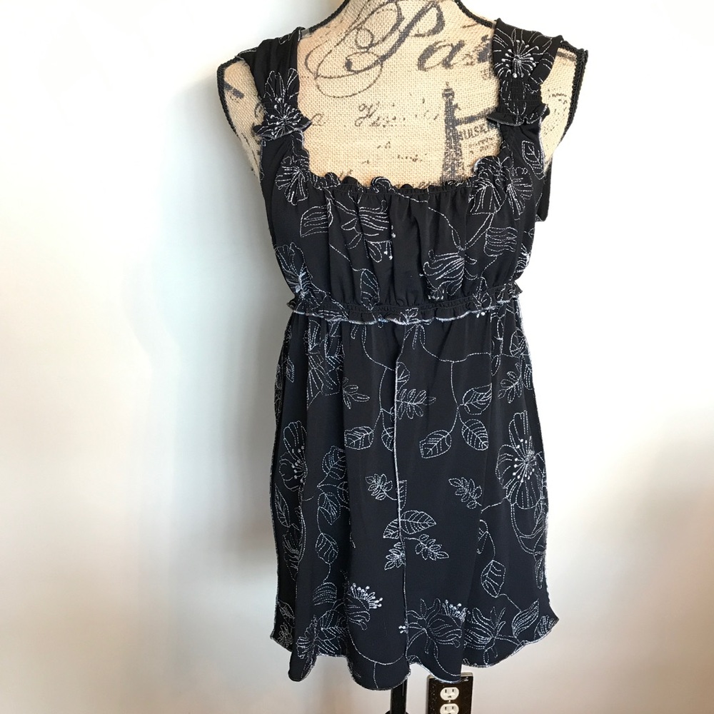 BCBGMaxAzria Black & silver embroidered top